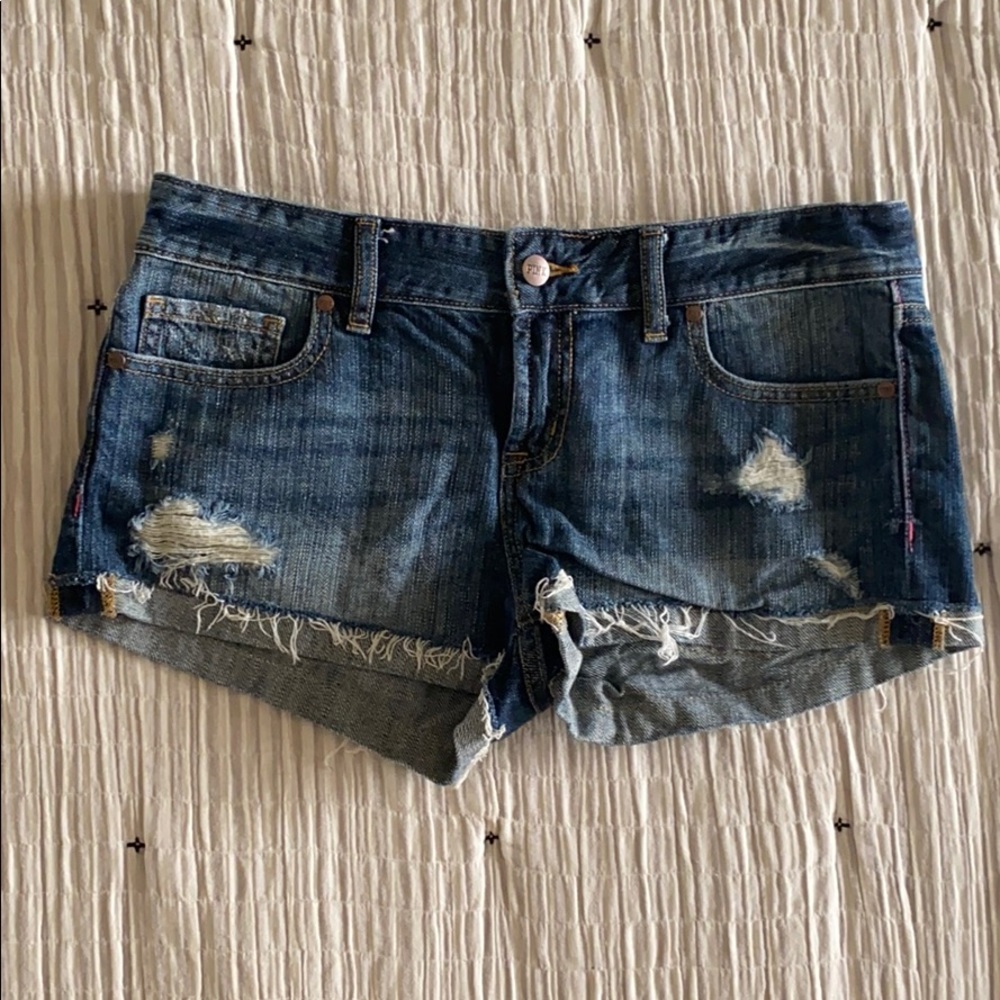 Pink Distressed Denim Shorts